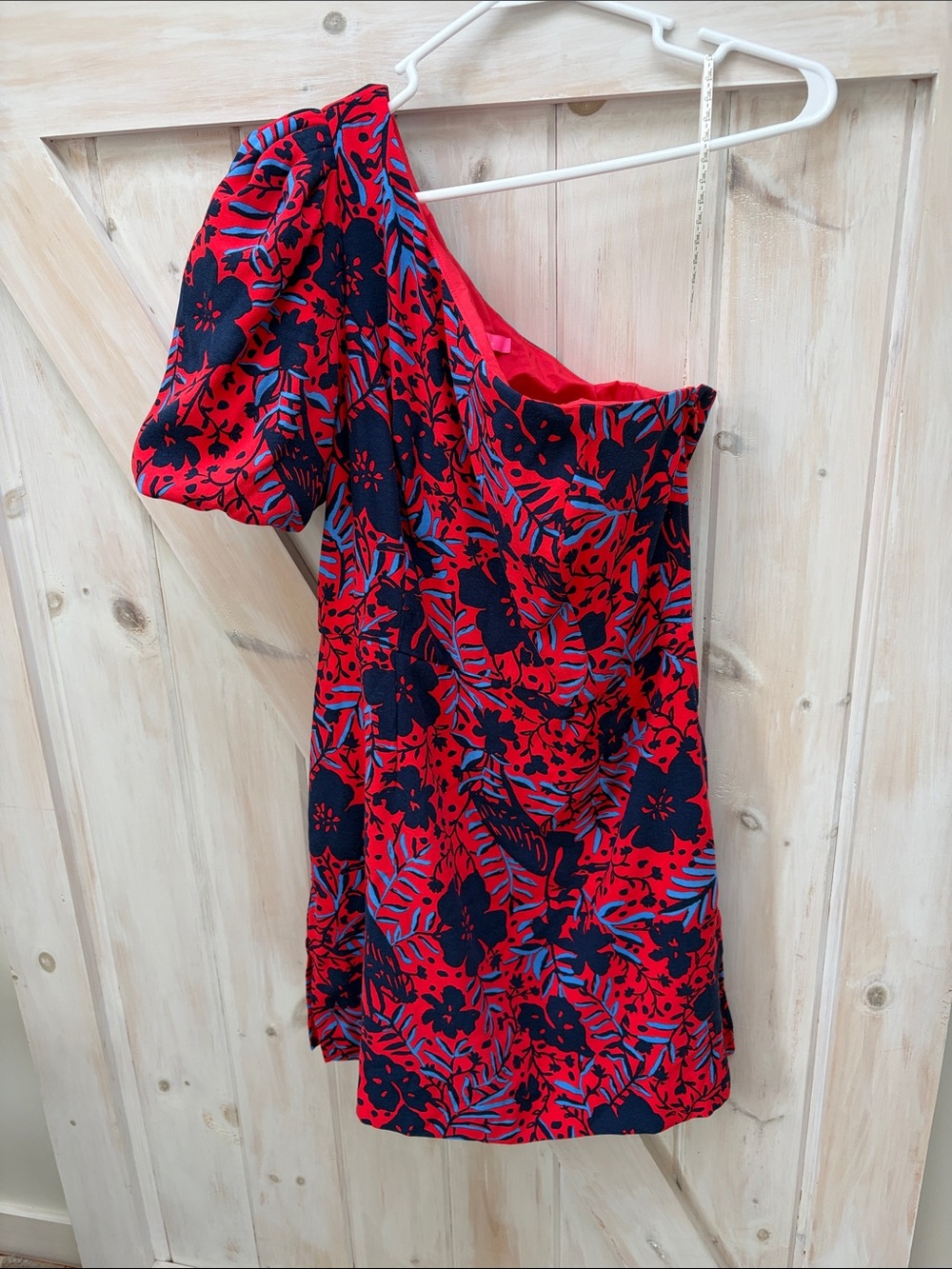 Lilly Pulitzer One-Shoulder Brialyn Red and Navy Floral Romper